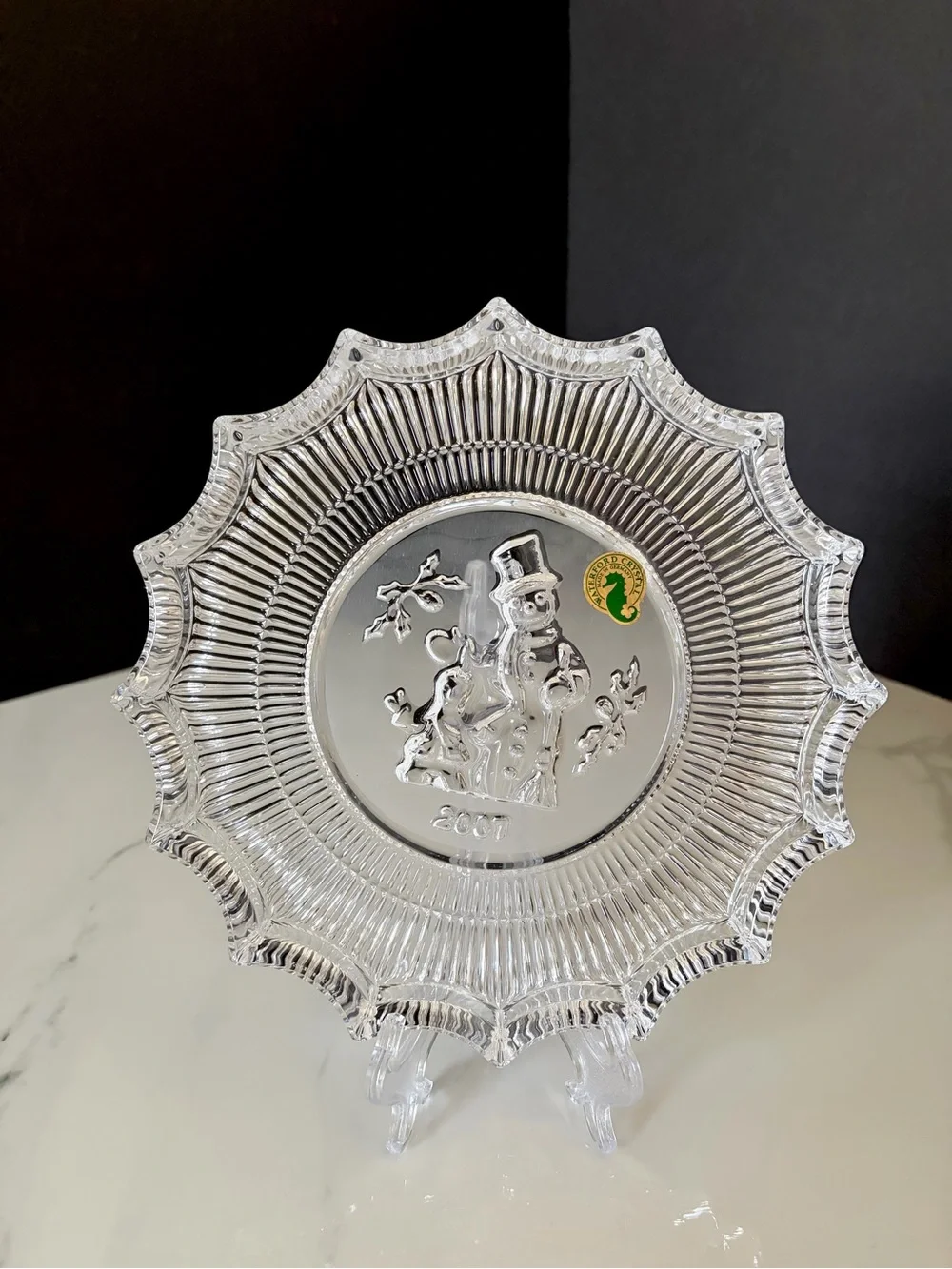 Jolly Snowman 2007 Christmas Plate by Waterford Crystal